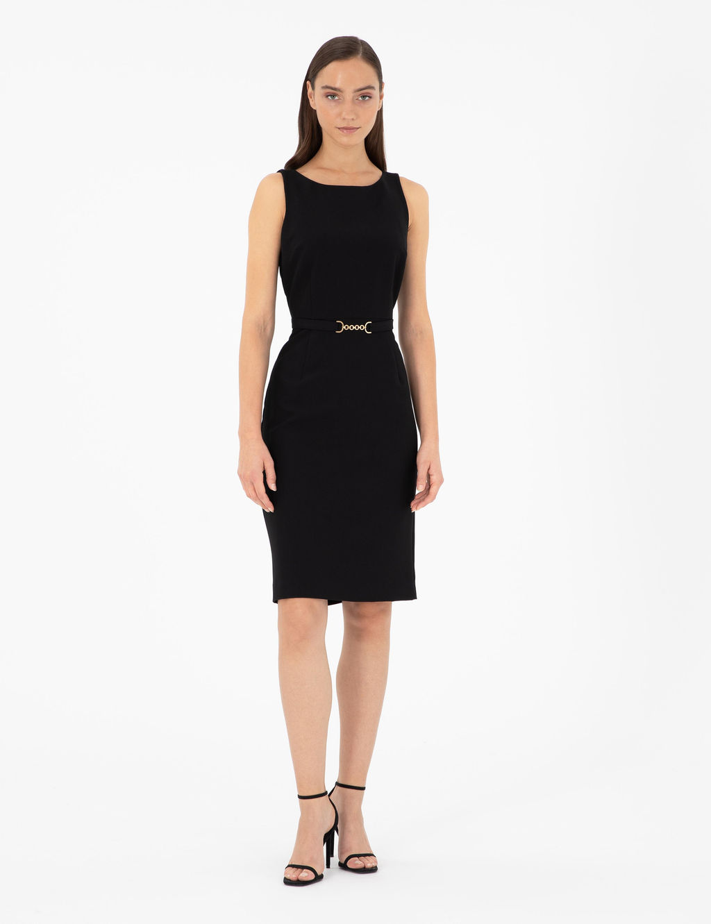 Siyah Slim Fit Dokuma Elbise