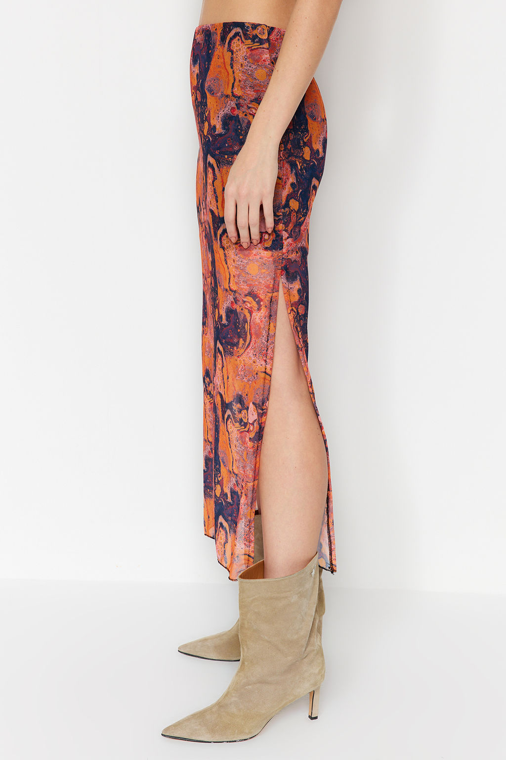 TRENDYOLMILLA Turuncu Desenli Maxi Boy Dantel Detayl? Tul Esnek Orme Etek TWOSS23ET00369  фото 5