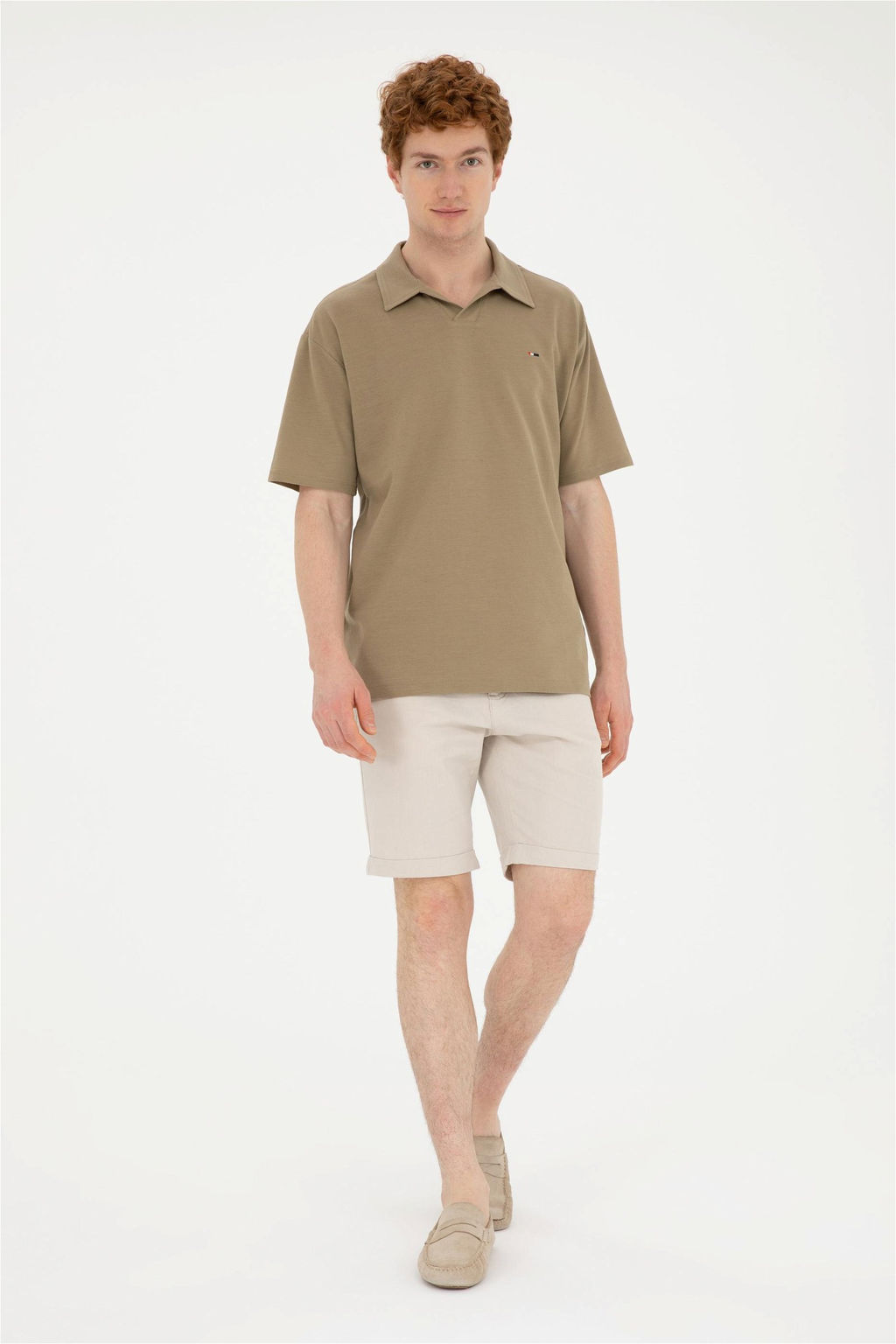 Футболка U.S. Polo Assn цвета хаки из хлопка с полиэстером  фото 4