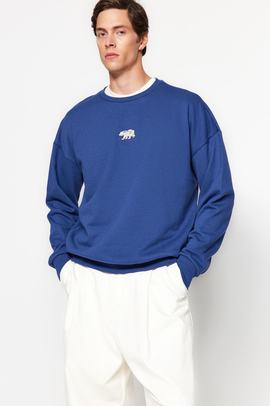 TRENDYOL MAN Tas Bisiklet Yaka Oversize Uzun Kol Sweatshirt TMNAW23SW00191 - Trendyolmilla фото 7