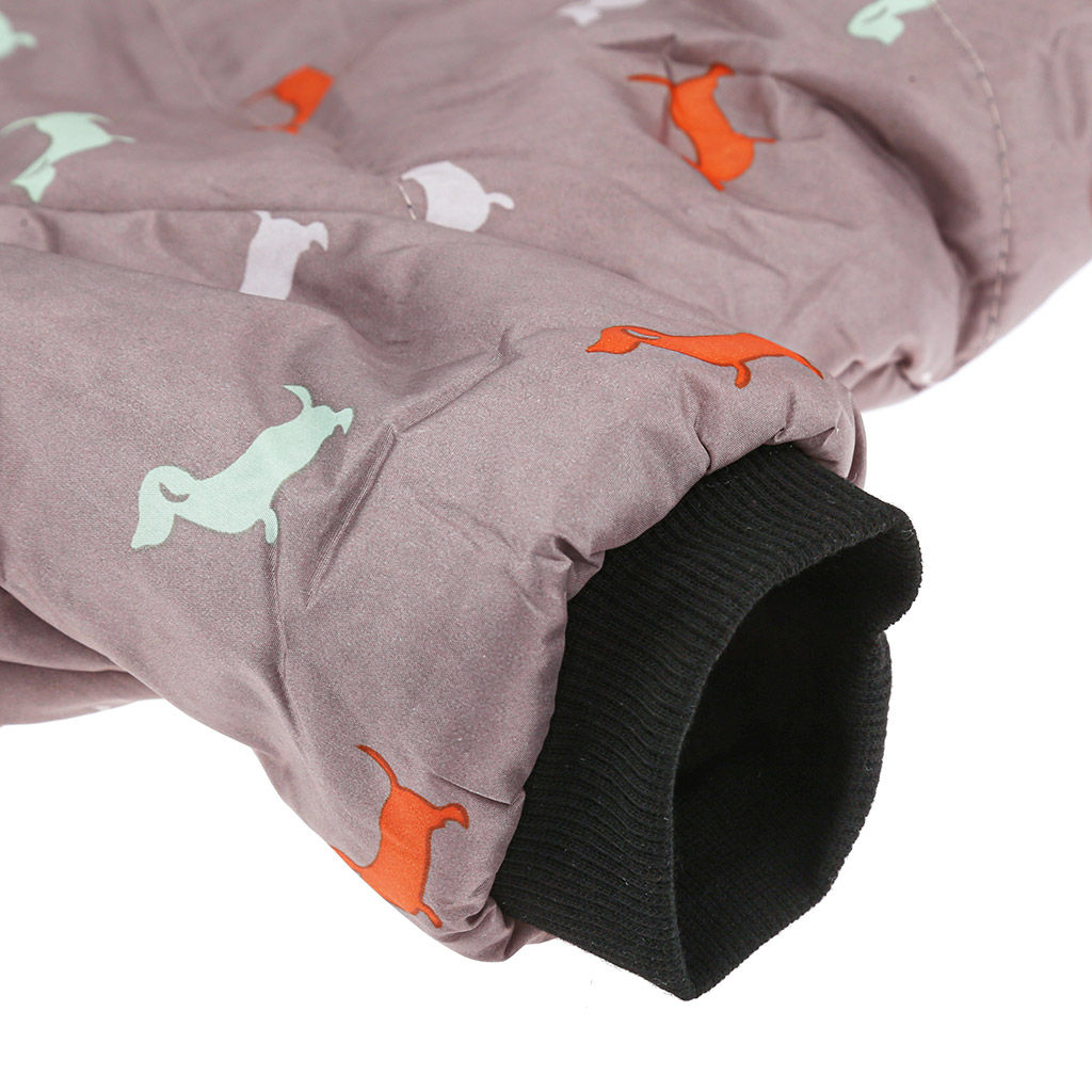 Пэт тойс (Pet toys) Одежда для собаки Куртка с капюшоном, с метал. кольцом, с принтом, на кнопках, р-р S, длина спинки 18см/обхват груди 30см/обхват шеи 26см, цвет-темно-бежевый, плащевка/синтепон/флис (100% полиэстер) (Китай) - Домашняя Мода фото 8