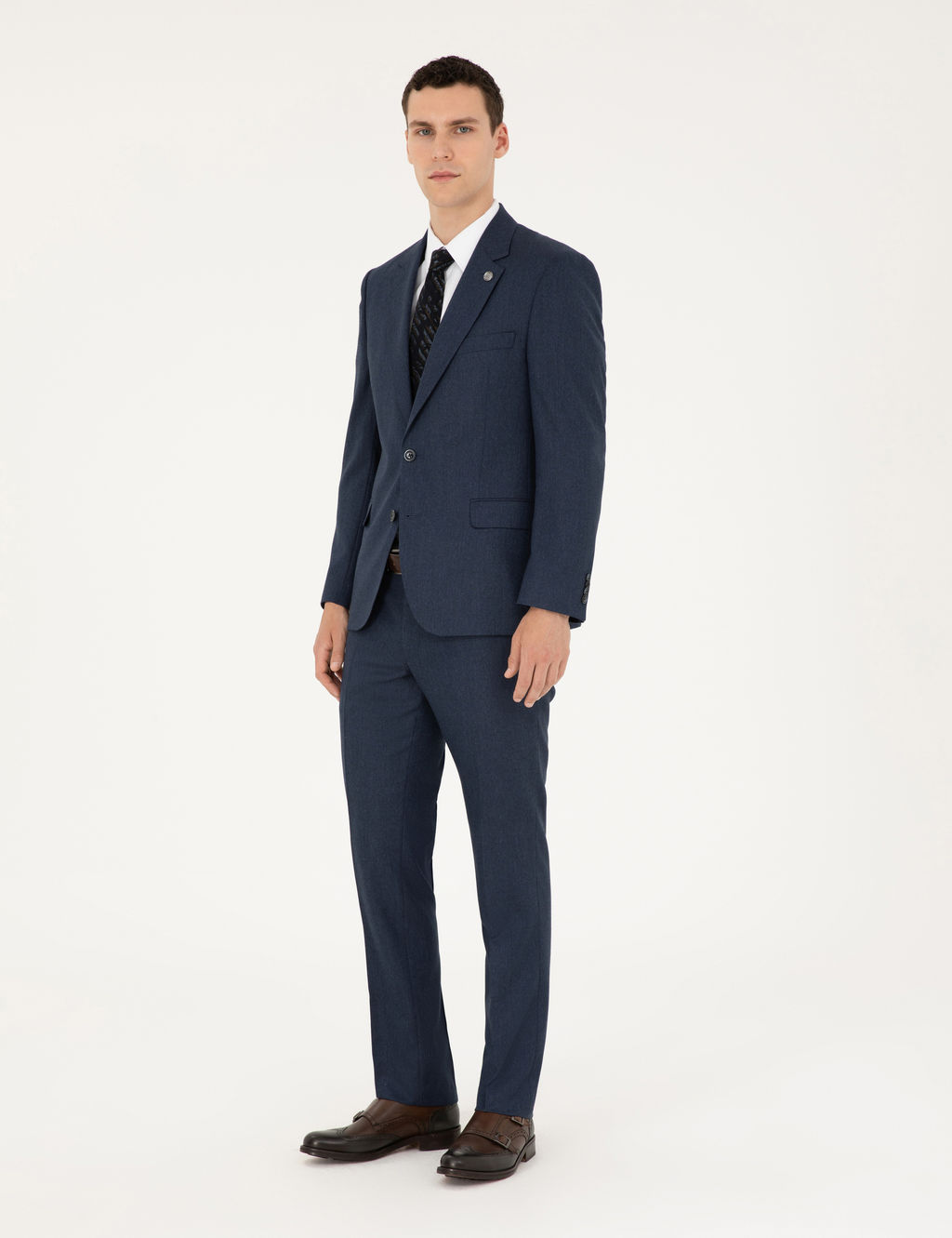 Lacivert Slim Fit Tak_m Elbise