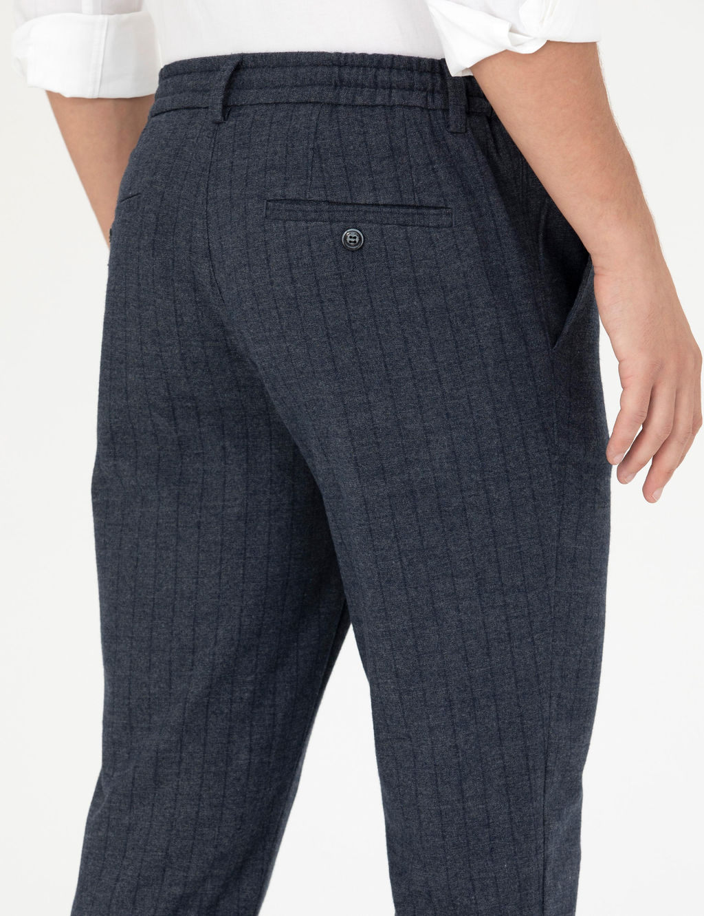 Lacivert Ekstra Slim Fit _izgili Kuma_ Pantolon
