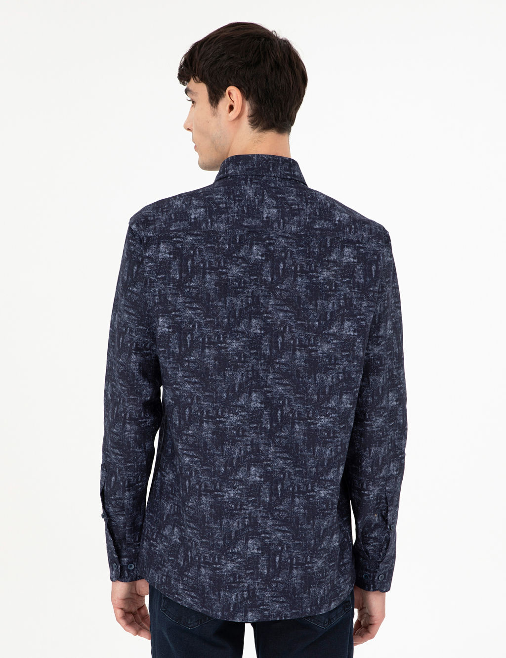 Lacivert Slim Fit Uzun Kollu G_mlek