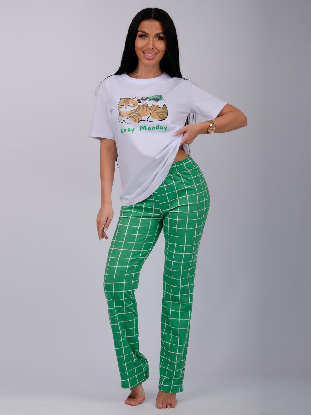 Пижама Лизи 2 брюки, трикотаж - Малина фото 9