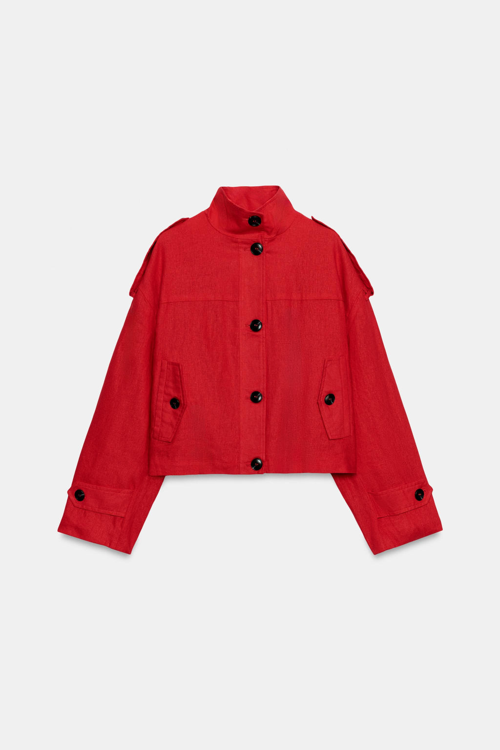 CHAQUETA CON LINO CUELLO SUBIDO / Rojo - Zara фото 8