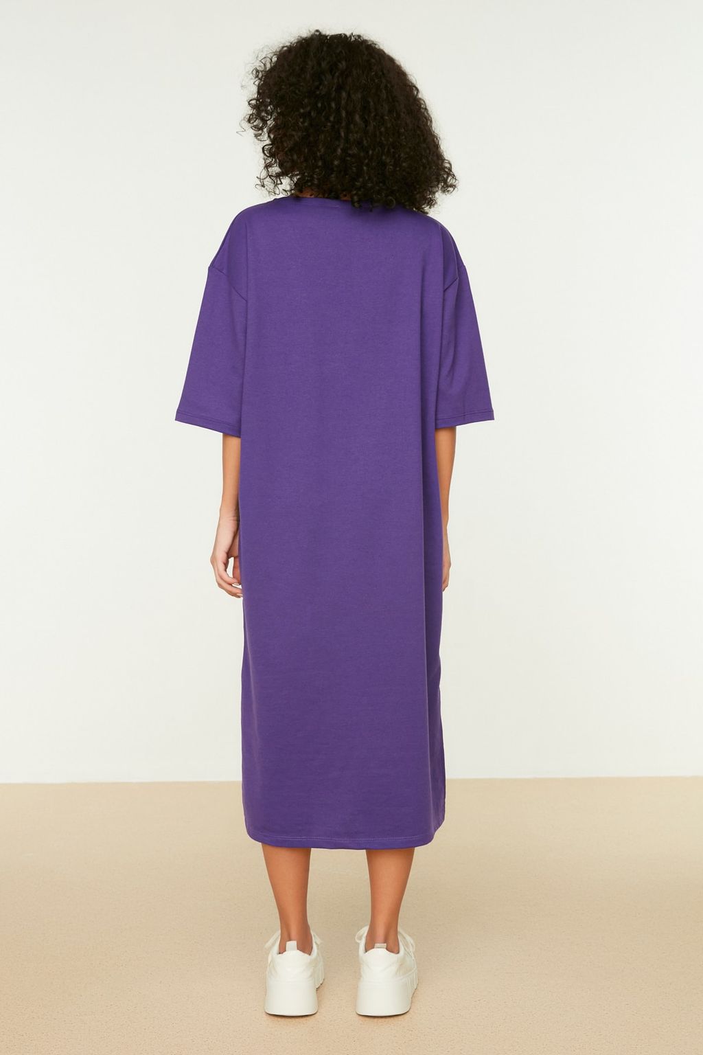 Mor Nak?sl? Relaxed/Rahat Kesim Bisiklet Yaka Midi Orme Elbise TWOSS21EL0175 - Trendyolmilla фото 5