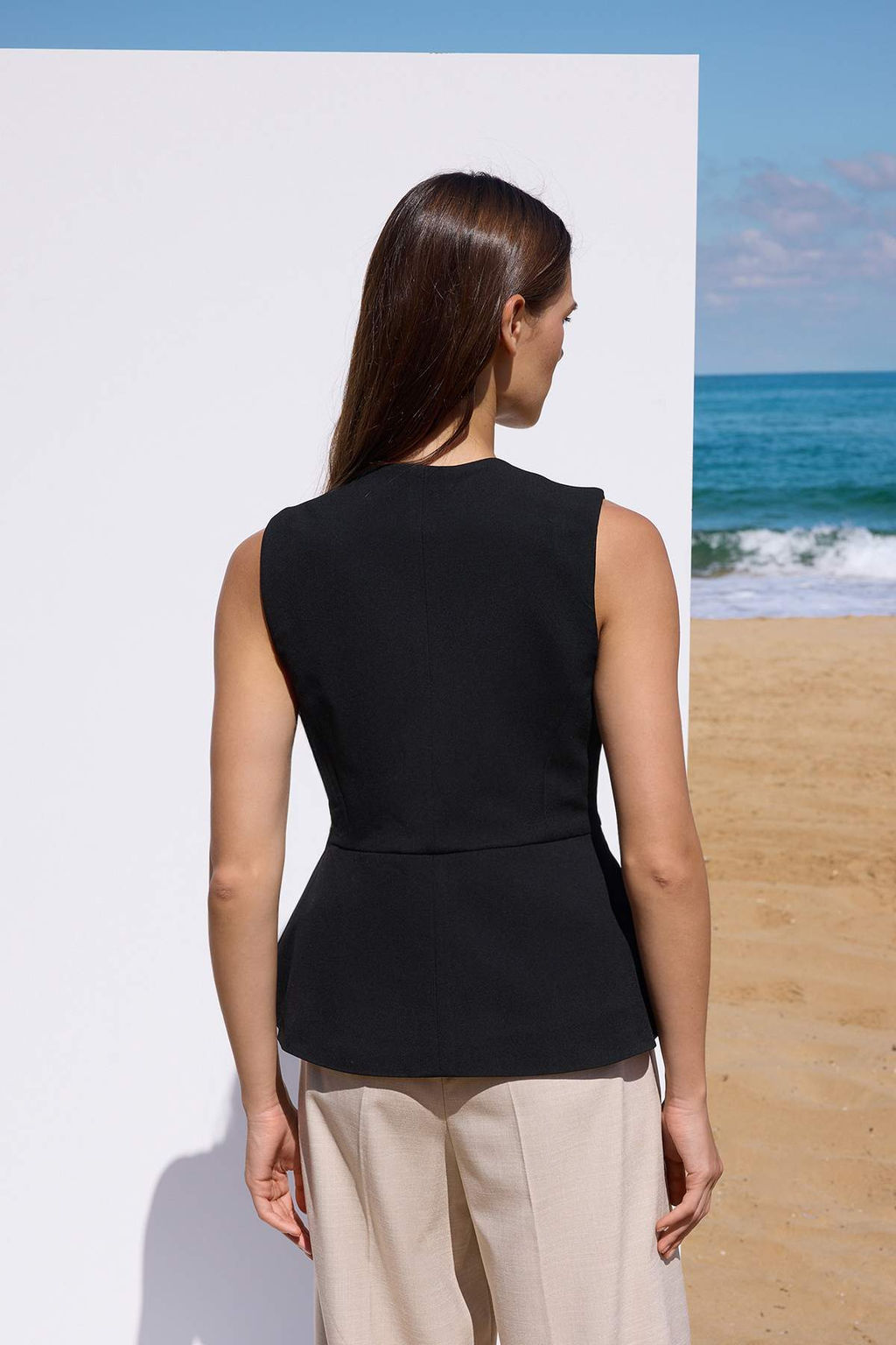 Sustainable Siyah Fermuarl? Peplum Dokuma Yelek TWOAW26YE00053 - Trendyolmilla фото 4