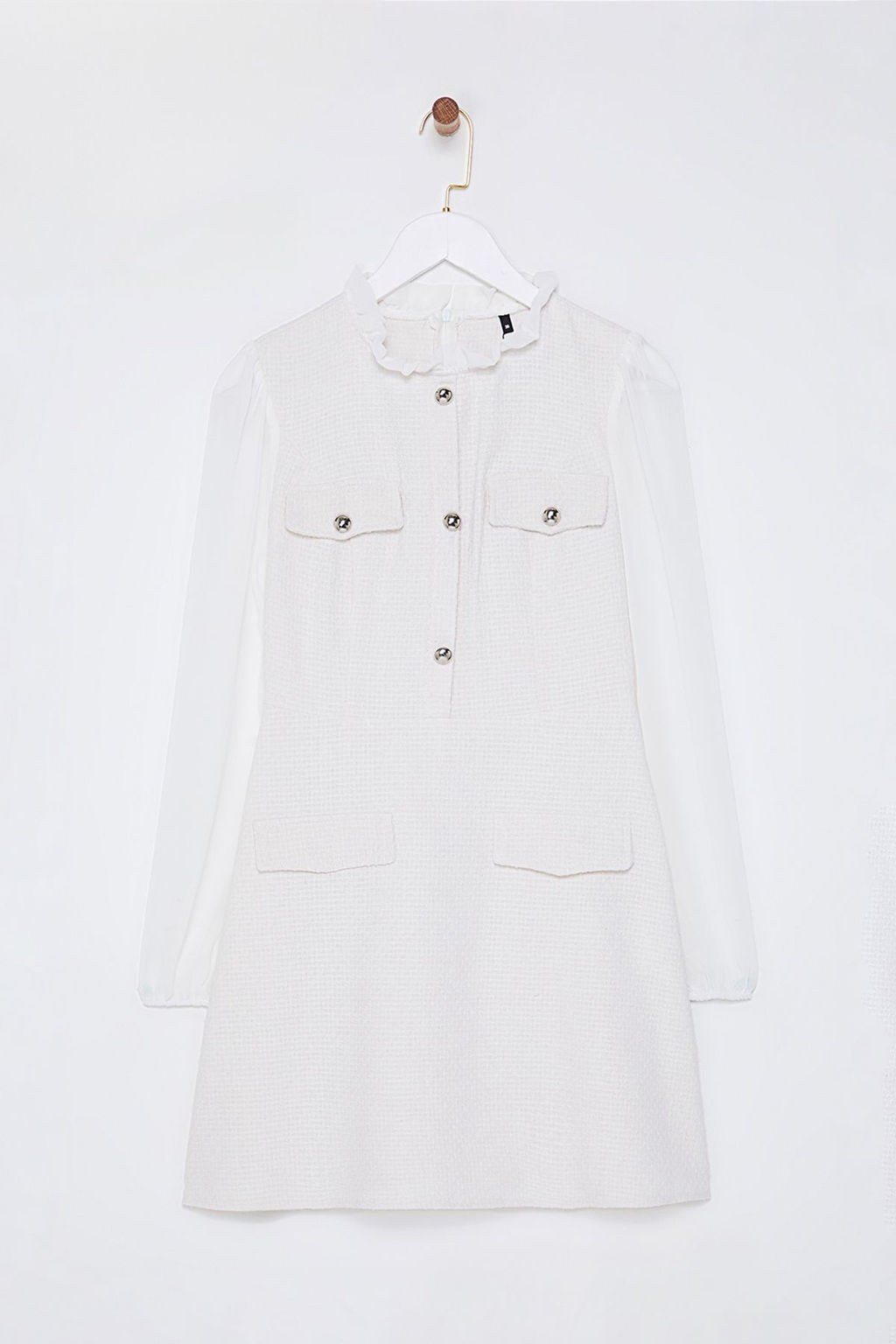 Ekru Duz K?sa / Mini Dokuma Elbise TWOAW25EL00257