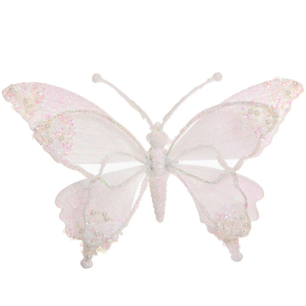 Украшение новогоднее "Бабочка - Изящный полет" 24.5*9*17 см, Белый