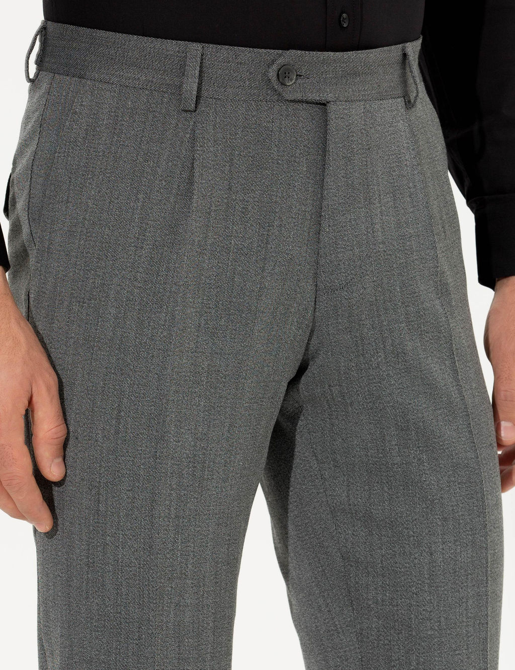 Серые зауженные брюки из ткани - Cacharel фото 5