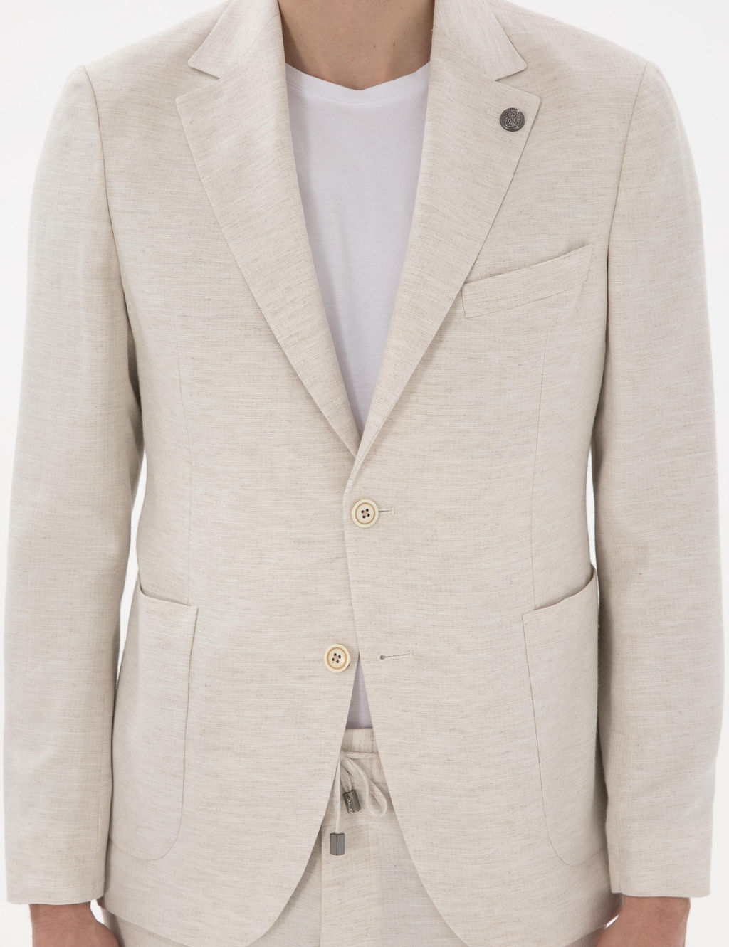 Ekru Slim Fit Keten Kar___ml_ Tak_m Elbise