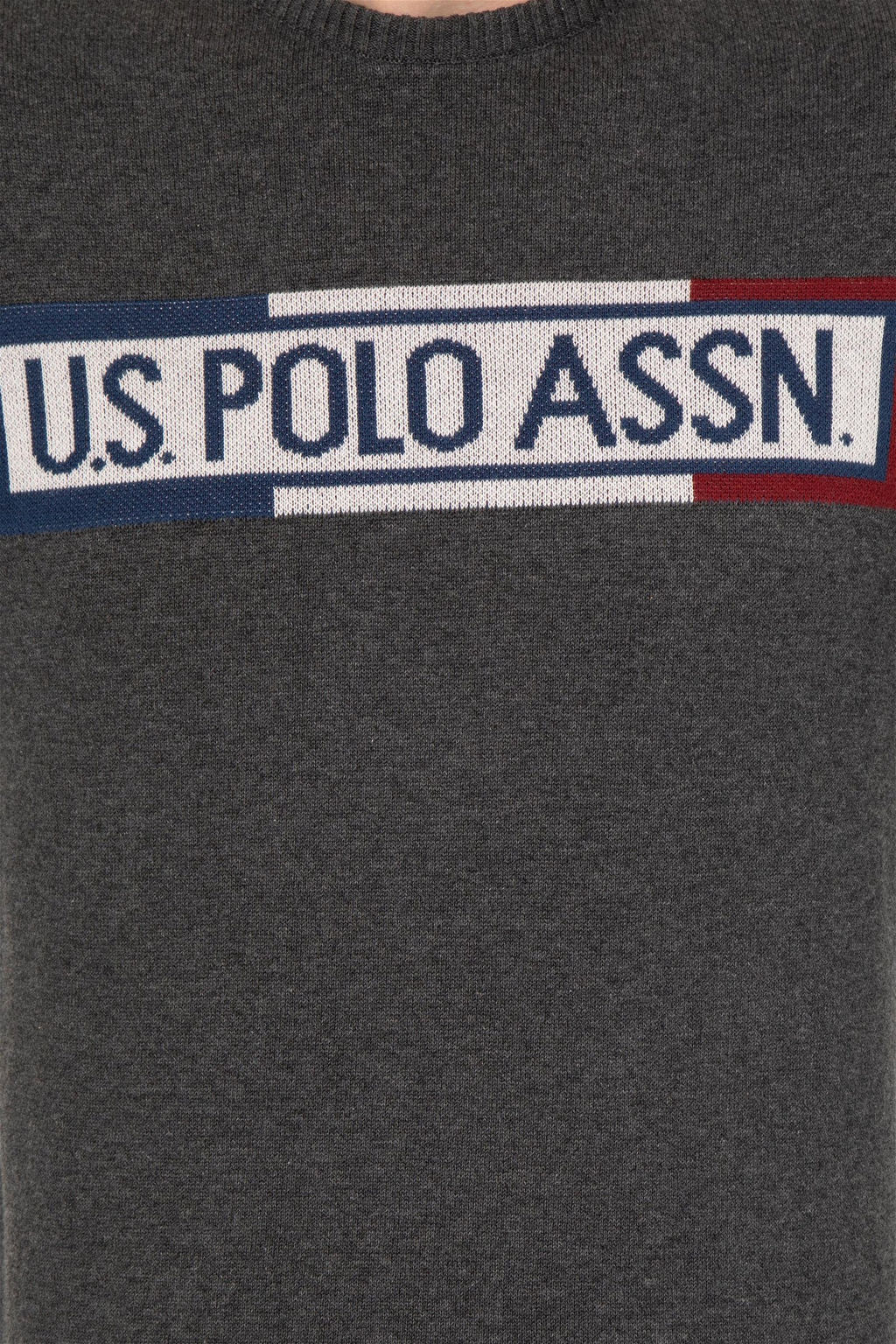U. S. Polo Assn Мужской трикотаж антрацитового меланжевого цвета с круглым вырезом - U.s. polo assn фото 12