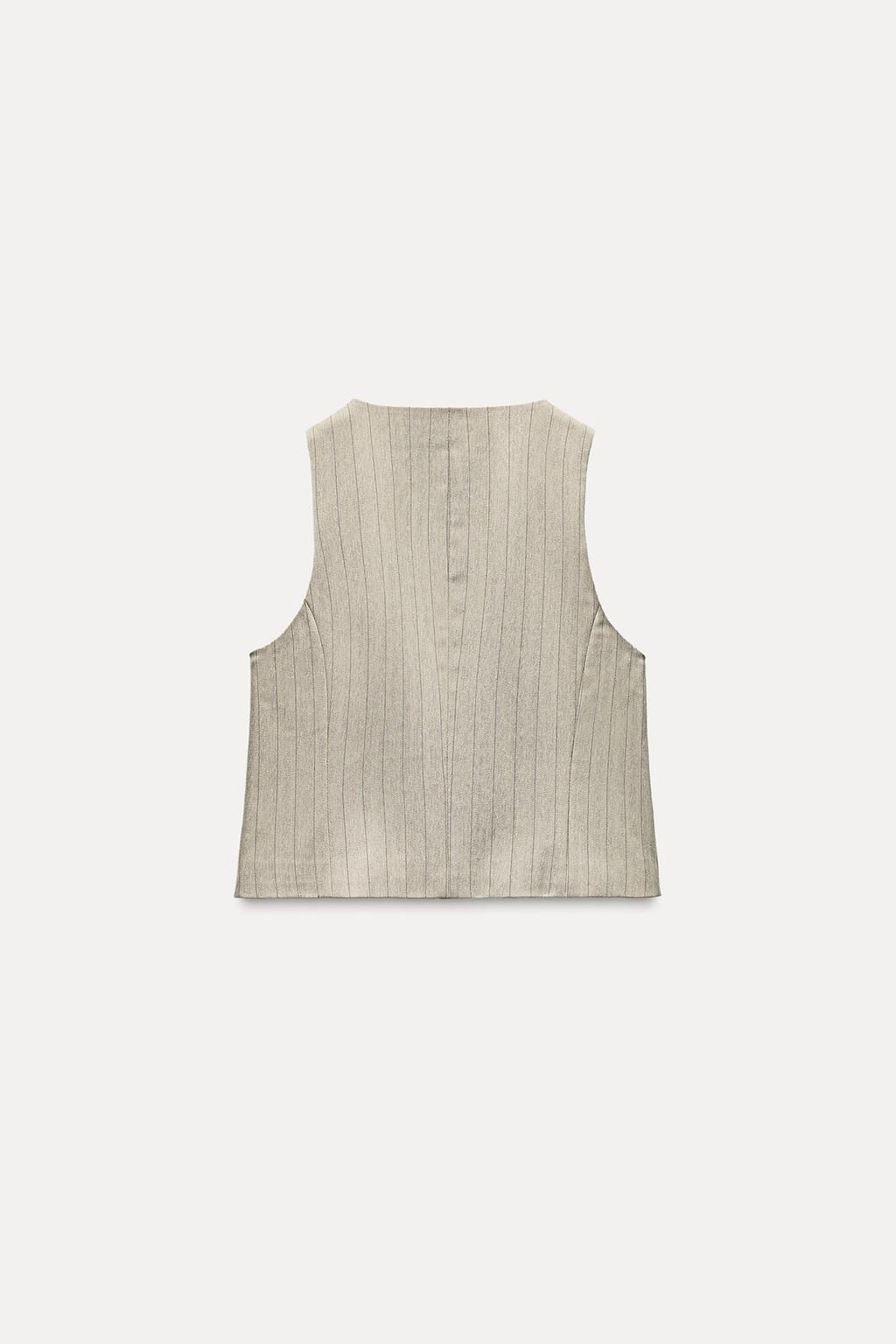 STRIPED HERRINGBONE WAISTCOAT - Zara фото 6