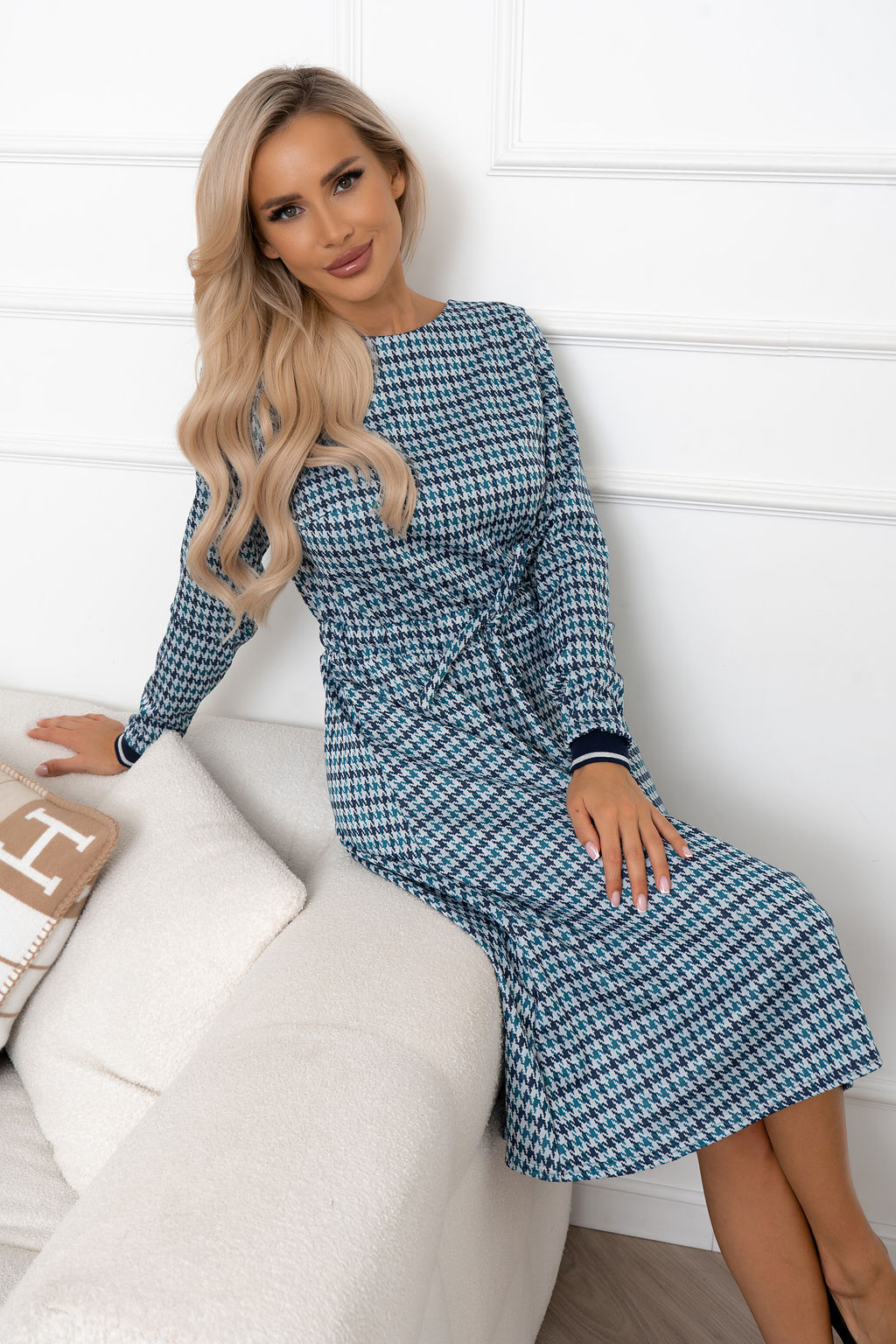 Платье Open Style 6354 зеленый/синий
