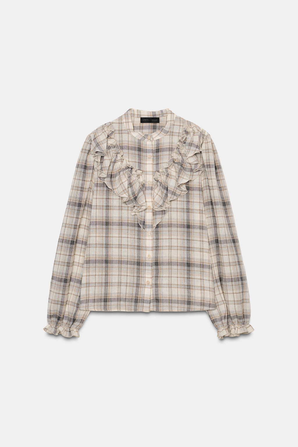 CHECK SHIRT WITH RUFFLES