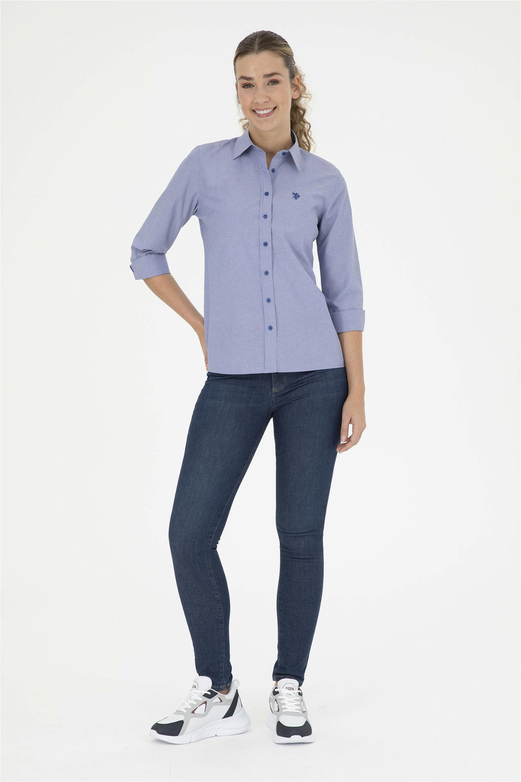 Женская полосатая рубашка с длинным рукавом Saks - U.s. polo assn фото 4