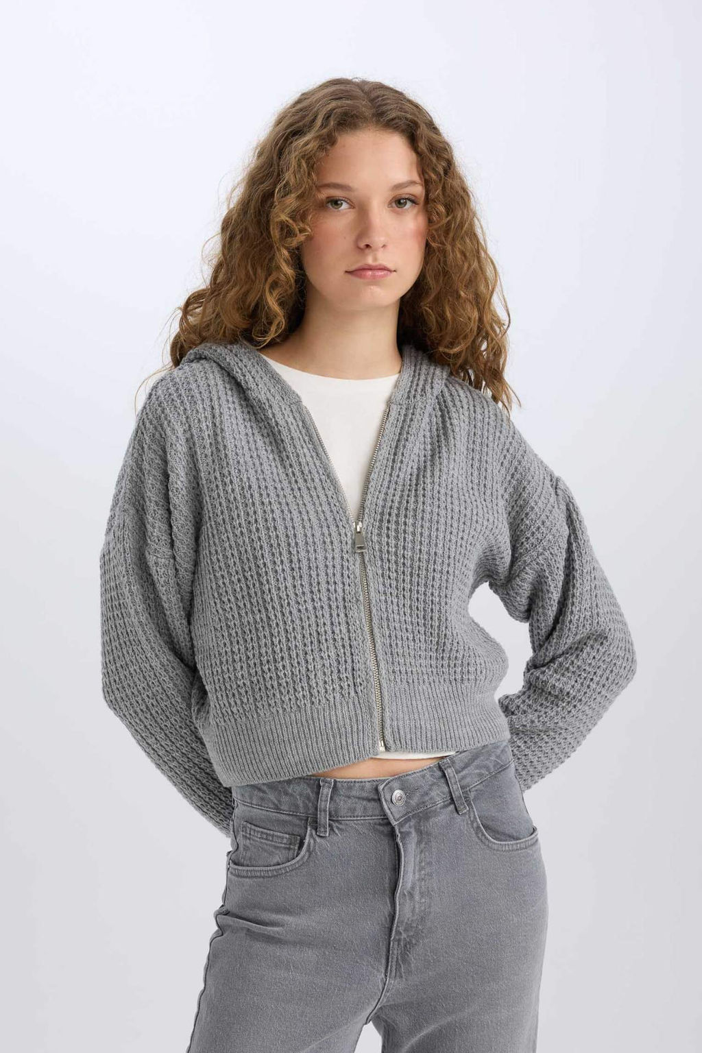 Regular Fit Kapusonlu Fermuarl? Triko H?rka - Defacto фото 7