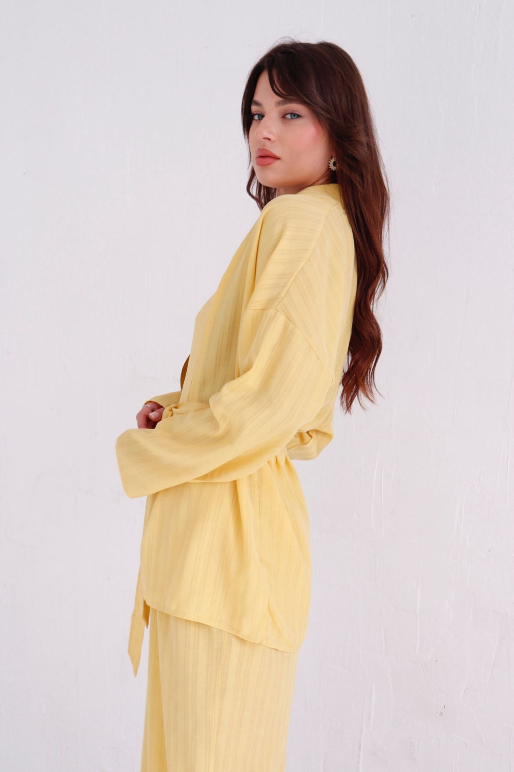 9444 Костюм из кимоно и брюк-палаццо жёлтый - Martichelli фото 18