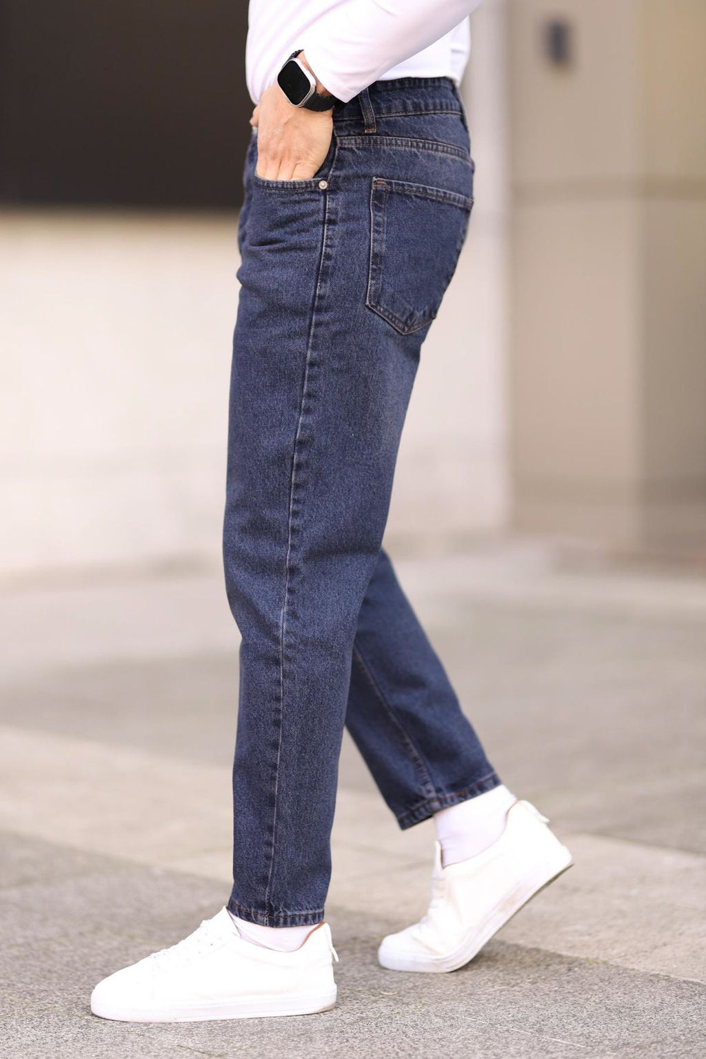 Lacivert %100 Pamuk Boyfriend Jeans Kot Pantolon TMNAW25JE00020