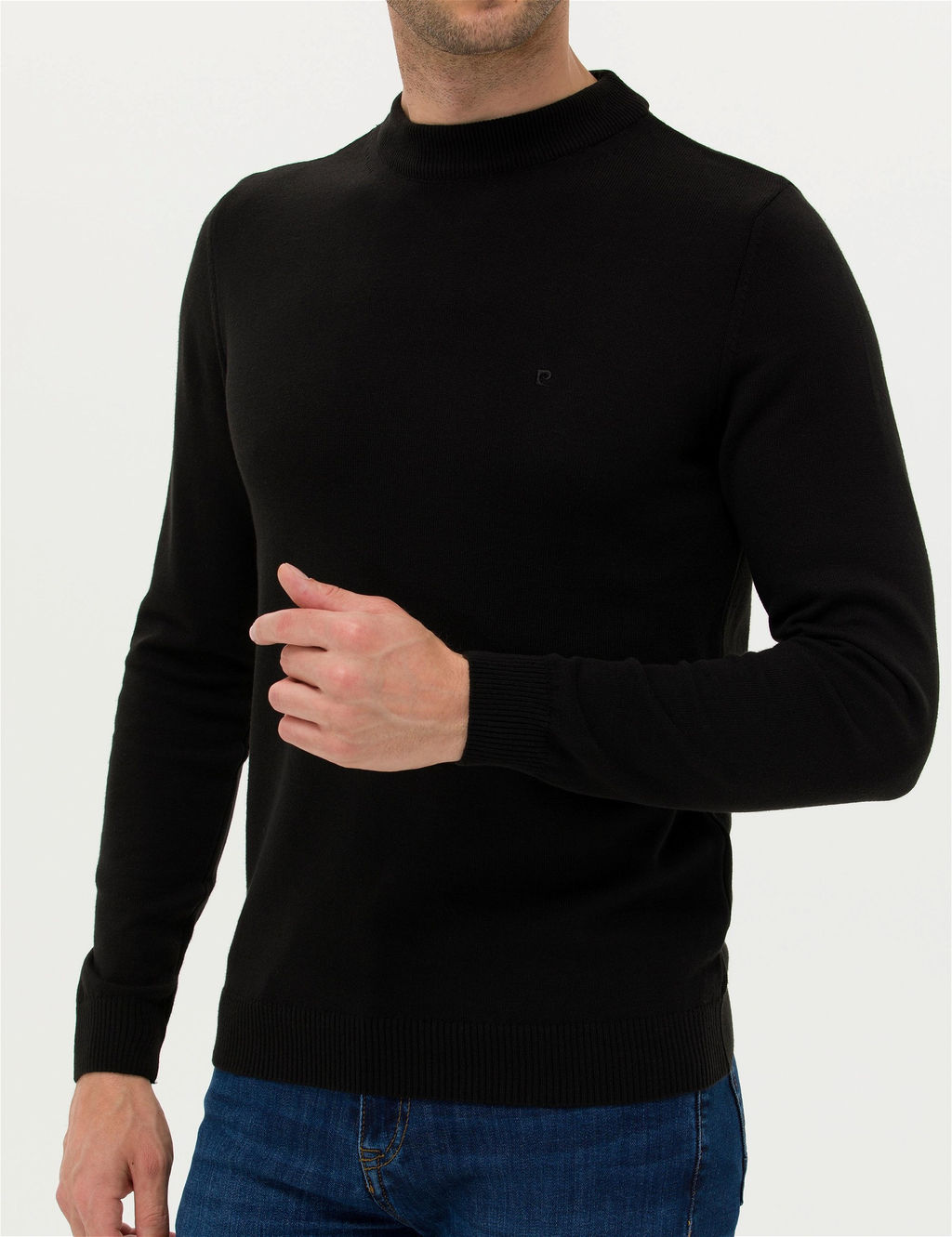 Siyah Slim Fit Yar_m Bal_k__ Yaka Basic Triko Kazak - Pierre cardin фото 6