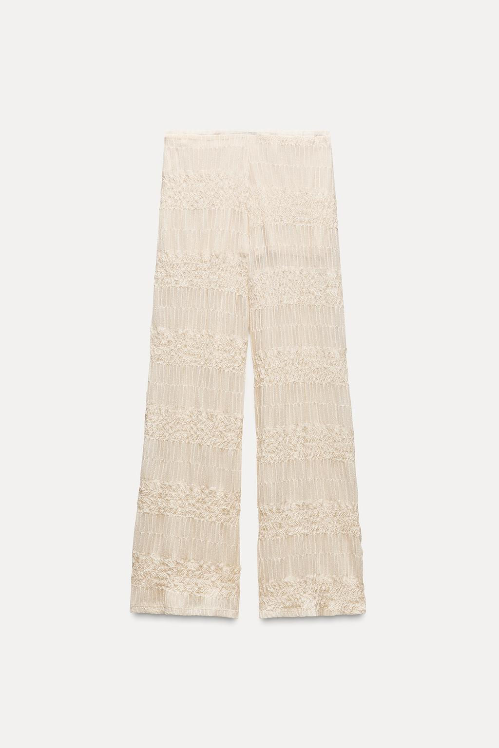 TEXTURED WIDE-LEG TROUSERS - Zara фото 3