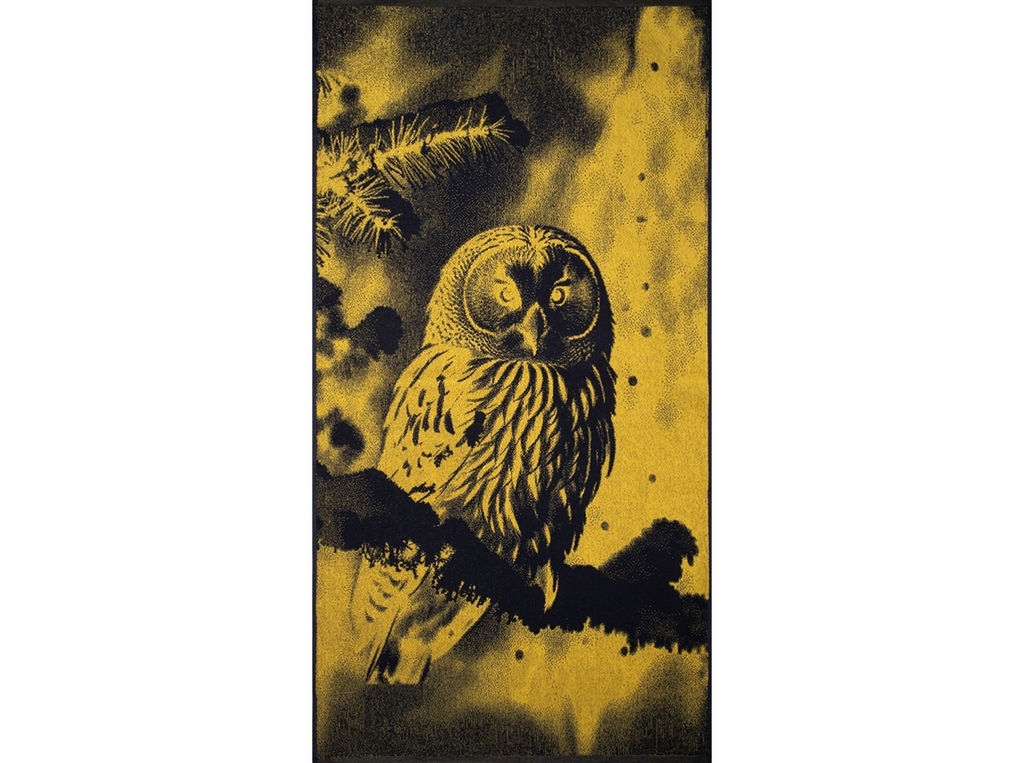 Полотенце махровое 6с102.413ж1 Фото-сова(т.желтый) 81х160см