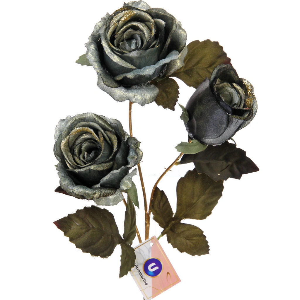 Искусственные цветы "FLOWERS GLAMOUR" 65см Розы 3 цветка зеленые