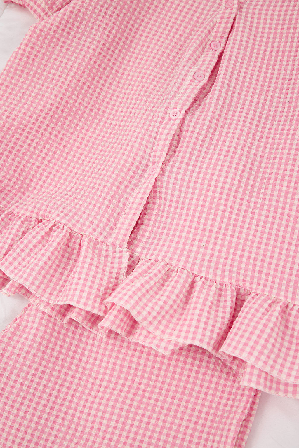 Pembe Ekose / Kareli Gofre Dokuma Pijama Tak?m? THMSS26PT00002 - Trendyolmilla фото 9