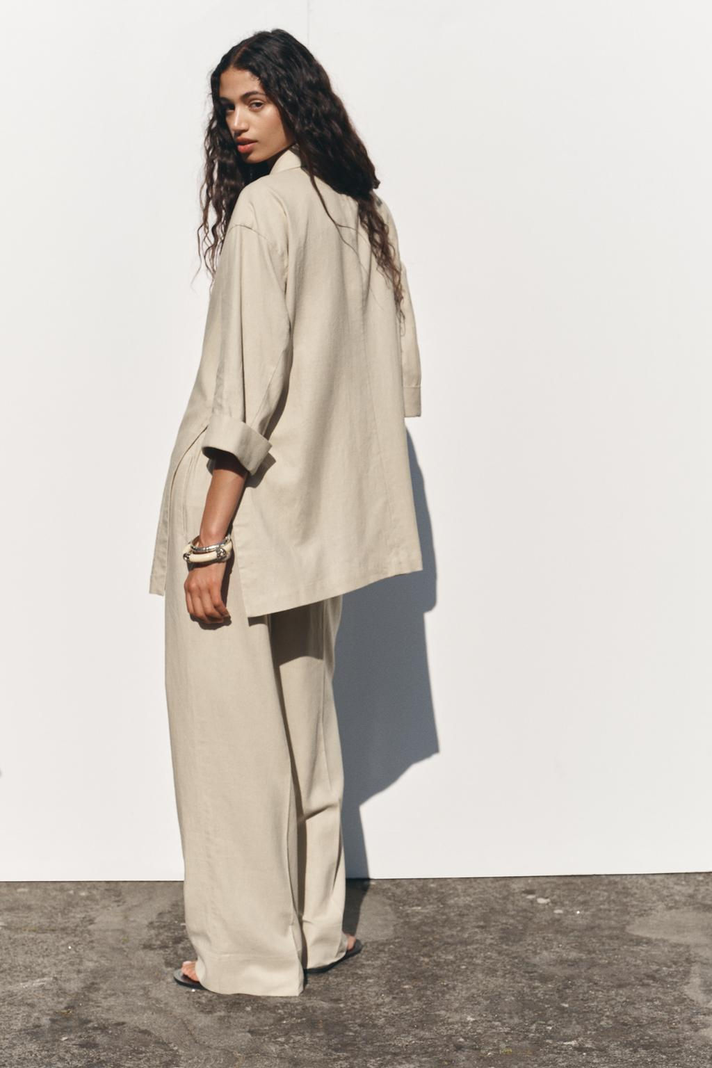 WIDE-LEG LINEN-BLEND TROUSERS - Zara фото 11