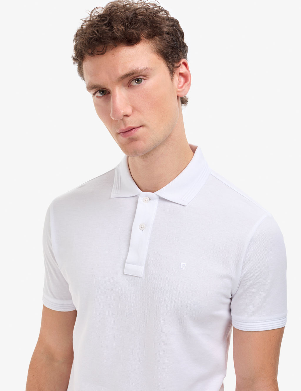 Beyaz Slim Fit %100 Pamuk D__meli Polo Yaka Basic Ti__rt
