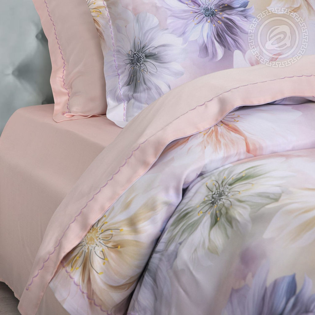 Постельное белье Кэтрин (тенсель) 2 сп. с Евро/Пододеяльник (молния, ушки): 1 шт.- 210*175; Простыня: 1 шт.- 240*240; Наволочка (молния, ушки): 2 шт.- 70*70; Наволочка (молния, ушки): 2 шт.- 50*70 Тенсел