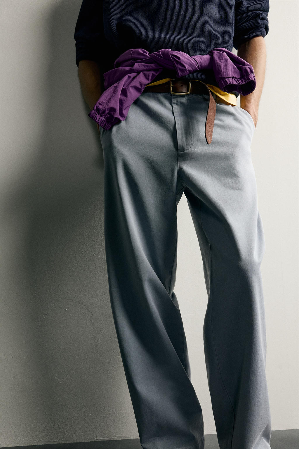 PANTAL?N CHINO LAVADO RELAXED FIT / Celeste lavado - Zara фото 6