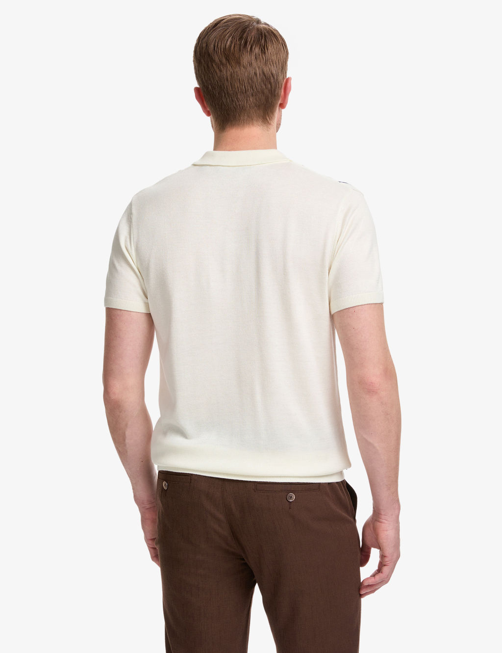 Ekru Slim Fit Polo Yaka Fermuarl_ Triko Ti__rt