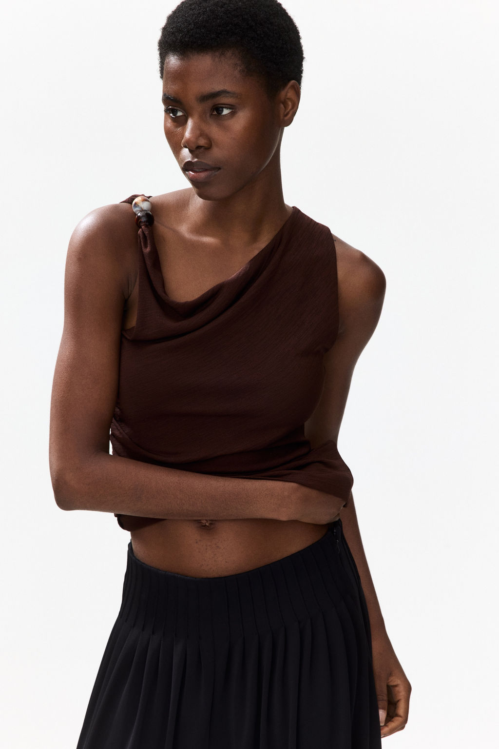 Top drapeado con cuentas decorativas - H&m фото 8