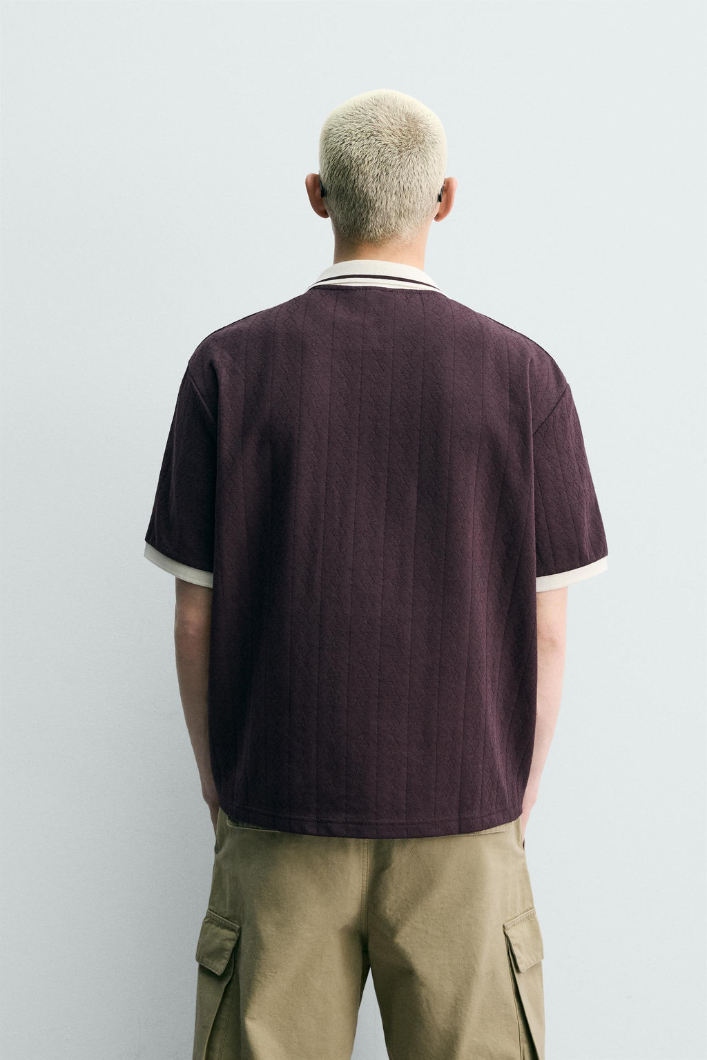 POLO JACQUARD VERTICAL BORDADO / Granate - Zara фото 3