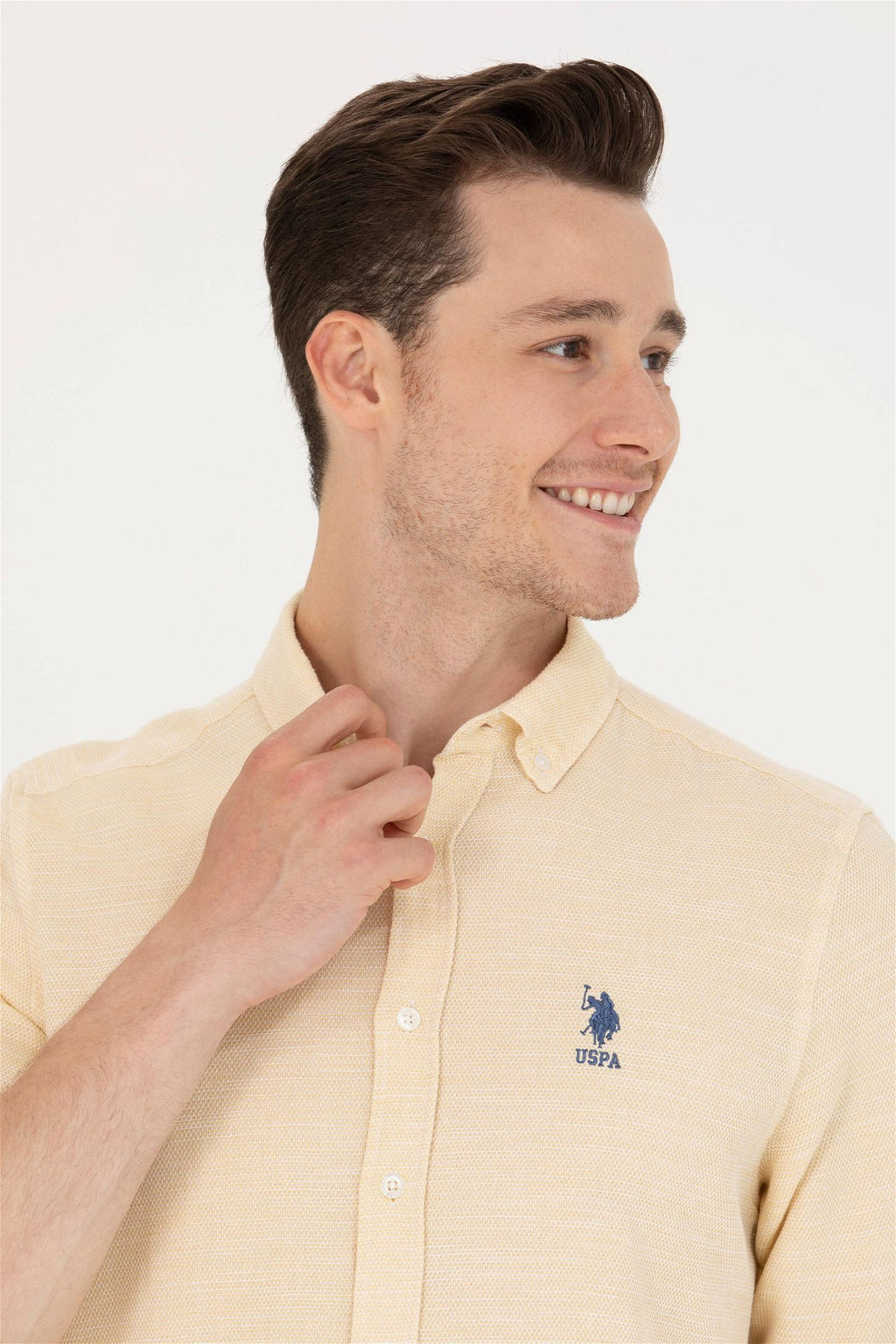 Мужская светло-желтая рубашка с длинным рукавом - U.s. polo assn фото 2