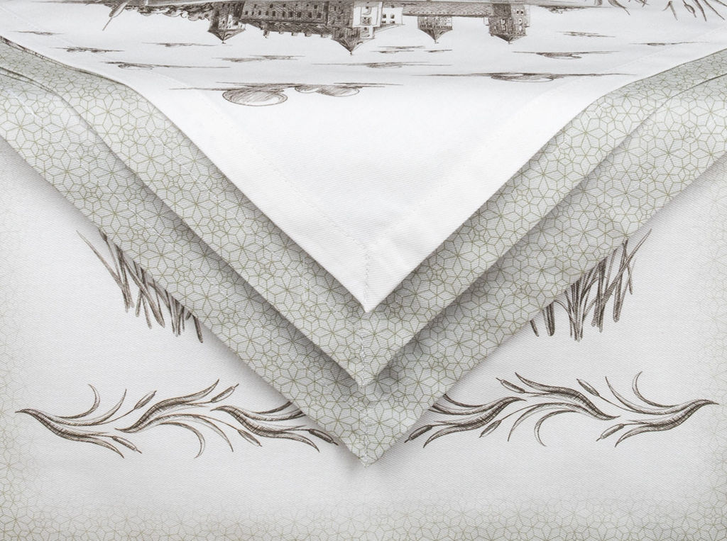 Комплект столовый 4919-БЧ 144*45 + 6 салф. 40*40 D1902 "Танец серых журавлей"