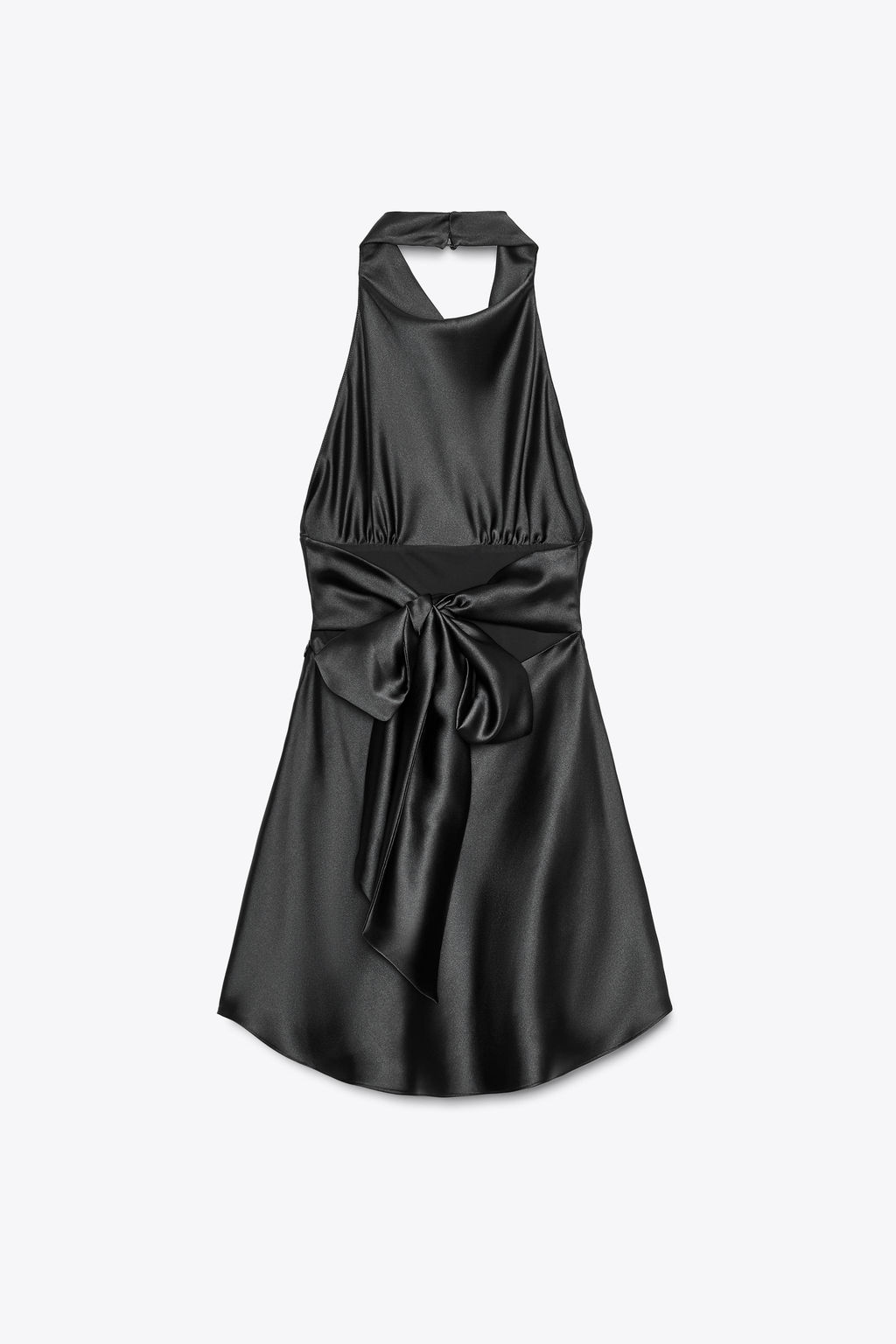 SHORT SATIN HALTER DRESS