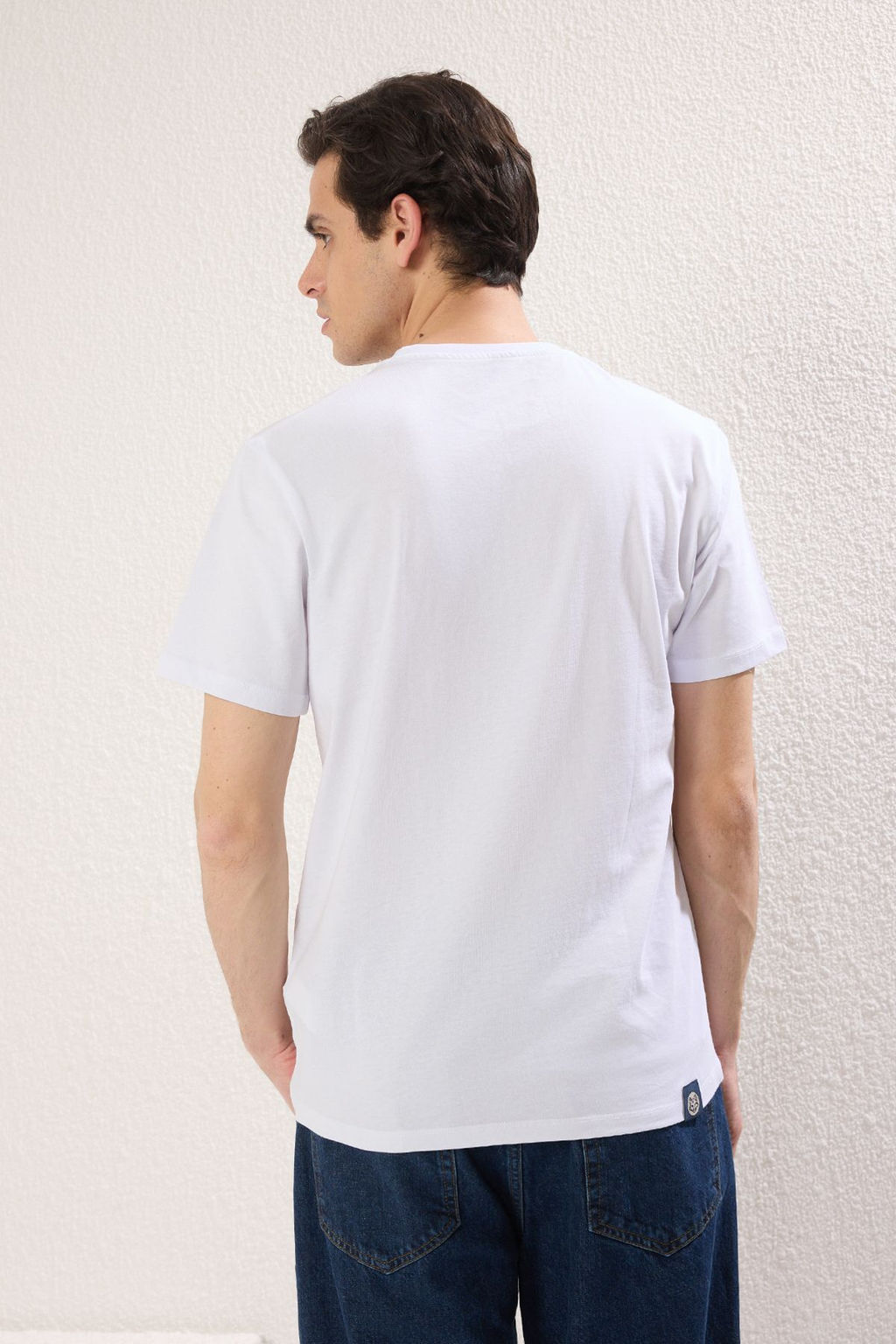 Trendyolmilla Man Siyah-Beyaz-Lacivert 3lu Oversize/Genis Kesim Etiketli %100 Pamuk Tok Kumas T-shirt TMNSS25TS00083  фото 3