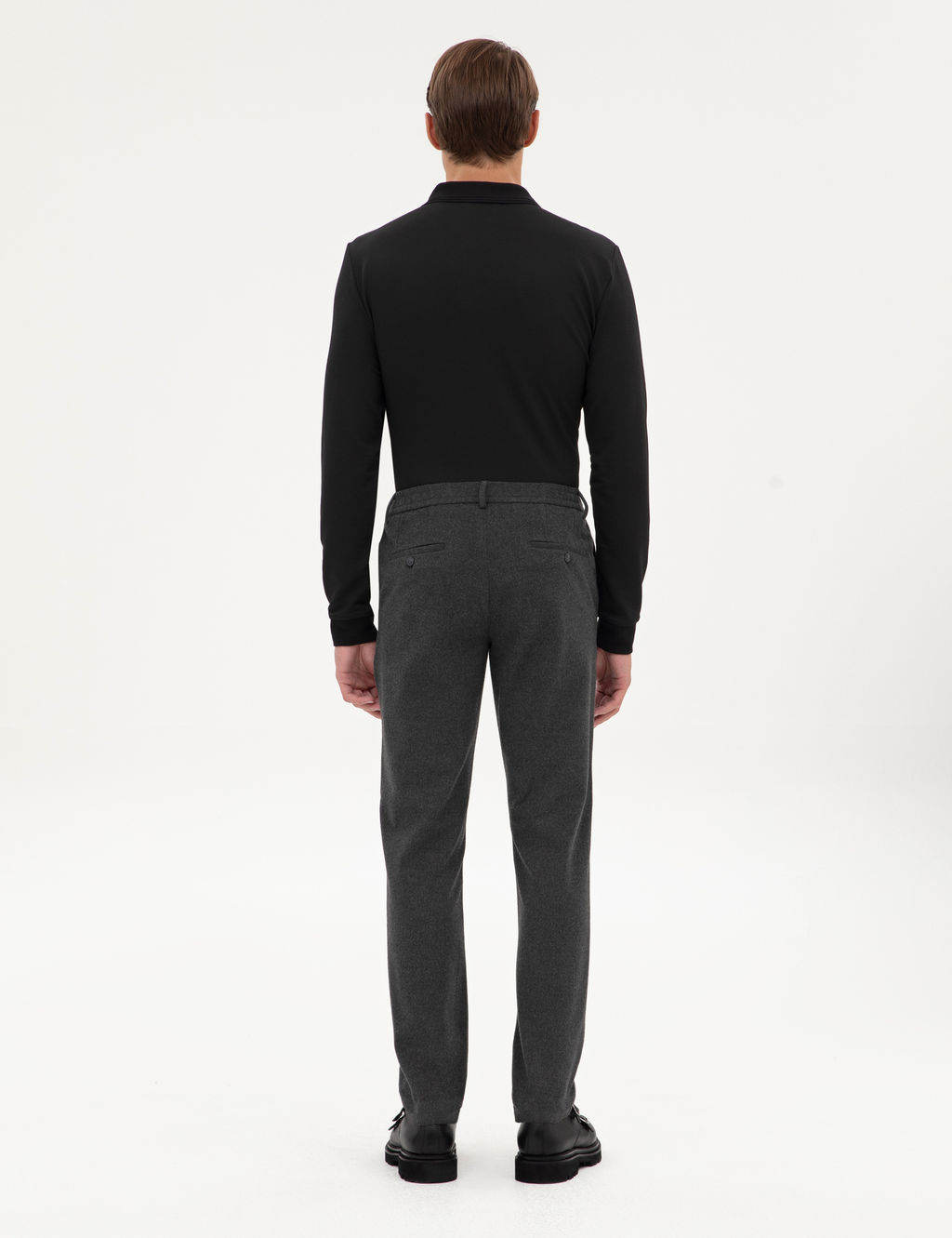 Antrasit Slim Fit Flanel Dokulu Kuma_ Pantolon