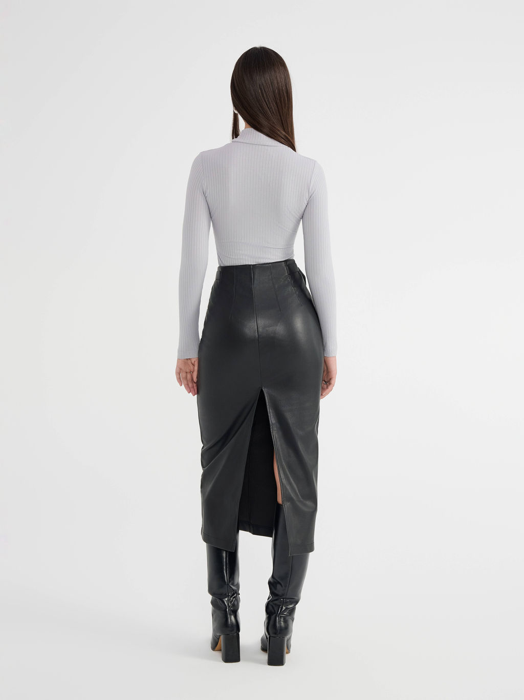 CONTE Юбка-midi из экокожи с декоративными патами LU 2853 black - Conte elegant фото 3