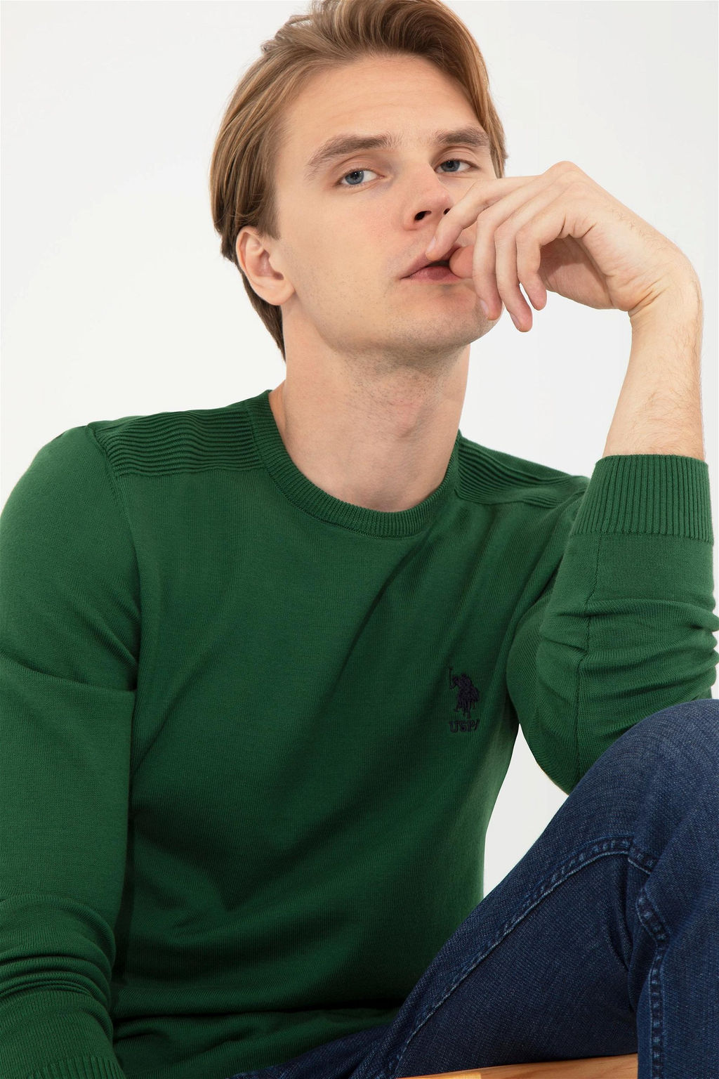 Мужской зеленый базовый свитер Неожиданная скидка в корзине - U.s. polo assn фото 3