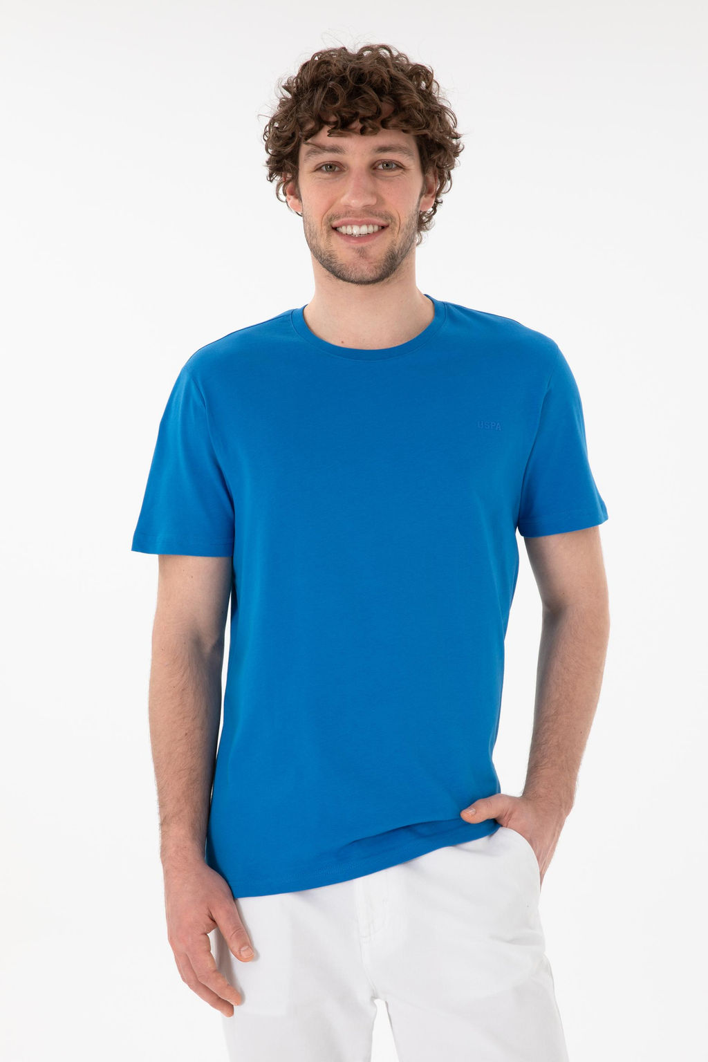 Erkek Regular Fit Bisiklet Yaka Kobalt Mavi Basic Ti__rt Sepette S_rpriz _ndirim
