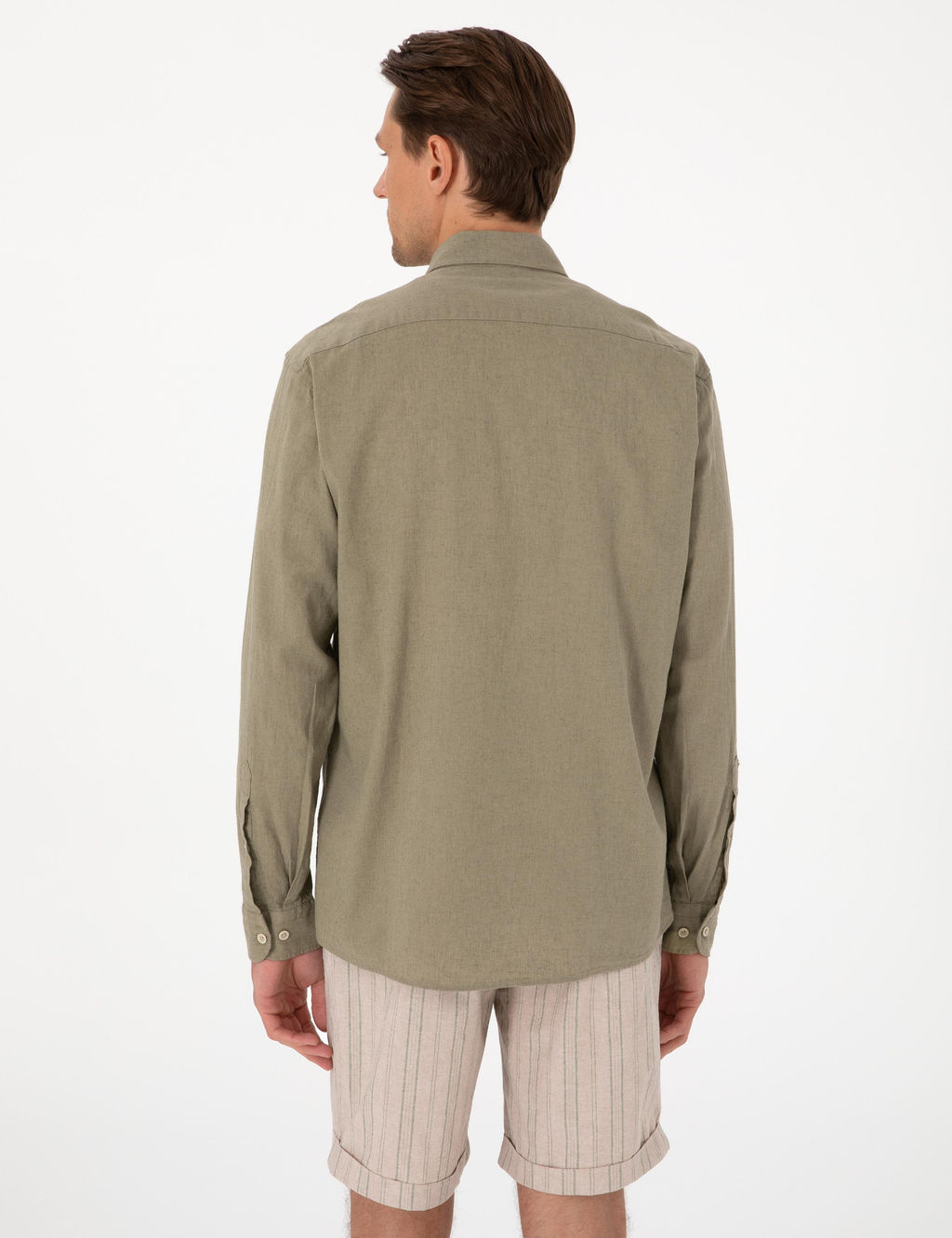 Рубашка Pierre Cardin Regular Fit хаки из льна