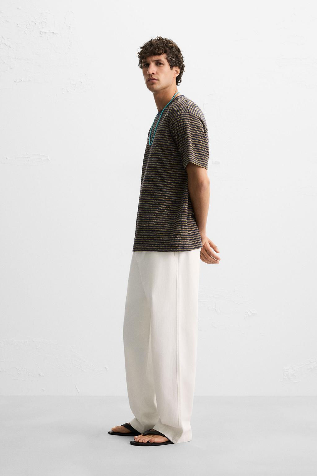 STRIPED JACQUARD T-SHIRT - Zara фото 4