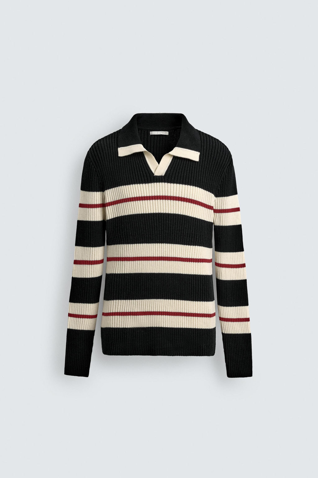 STRIPED JACQUARD KNIT POLO SHIRT - Zara фото 8