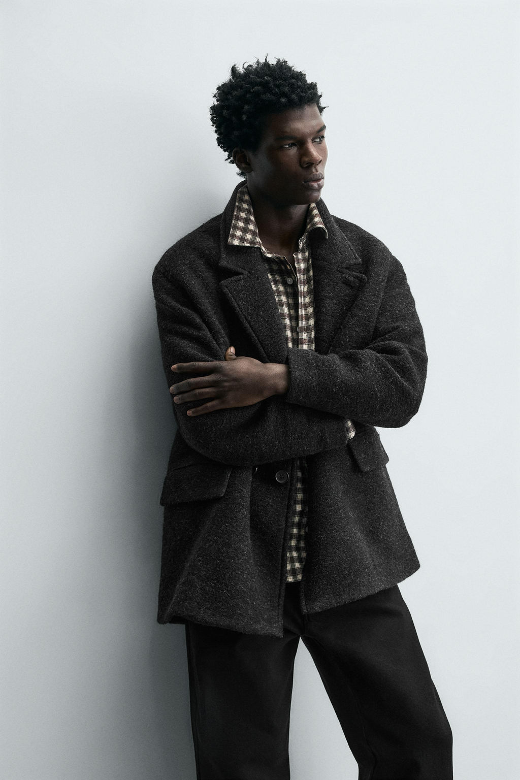 WOOL BLEND DOUBLE-BREASTED PEA COAT - Zara фото 6