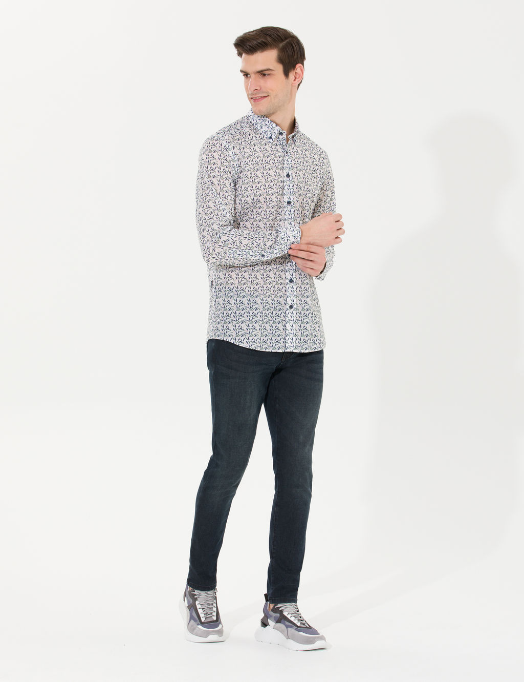 Haki Slim Fit Uzun Kollu G_mlek