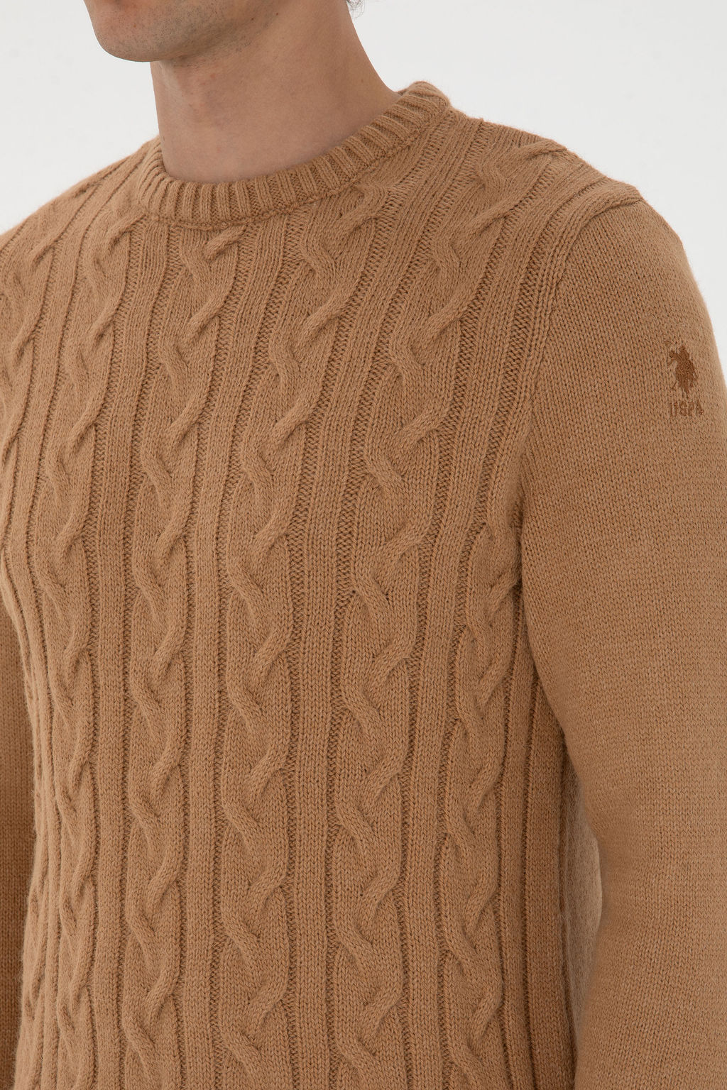 Erkek Regular Fit Bisiklet Yaka Camel Kazak - U.s. polo assn фото 14